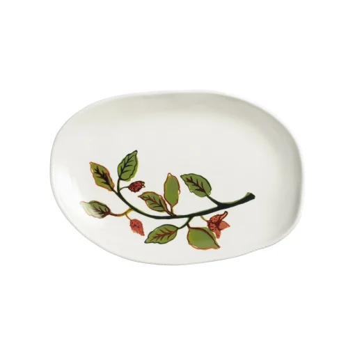 & klevering Teller Autumn Small Keramik Weis / 27,5 X 18,5 Cm - Porzellan - Grun - Weis New