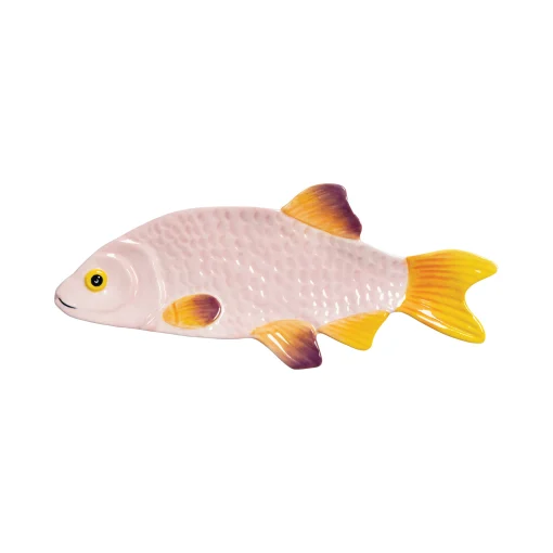 & klevering Teller Fish Snapper Keramik Bunt / Servierplatte - 31.5 X 13 Cm - Gelb - Rosa Fashion