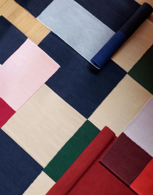 Hay Teppich Flat Works Textil Bunt / Von Dem Kunstler Ethan Cook - 80 X 250 Cm - Blau - Orange Sale