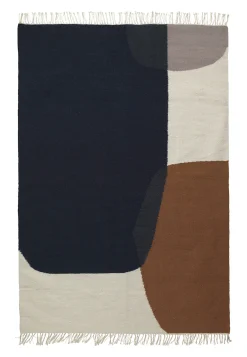 Ferm Living Teppich Kelim Merge Textil Bunt / Gros - 140 X 200 Cm - Blau - Braun - Creme Discount