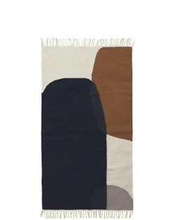 Ferm Living Teppich Kelim Merge Textil Bunt / Klein - 80 X 140 Cm - Blau - Braun - Creme Best
