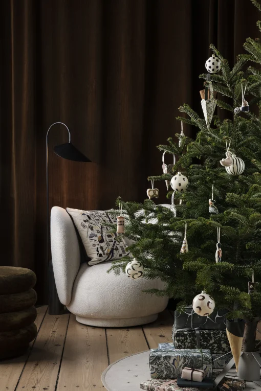 Ferm Living Teppich Star Textil Weis Beige / Fur Den Weihnachtsbaum - O 120 Cm - Sand Fashion