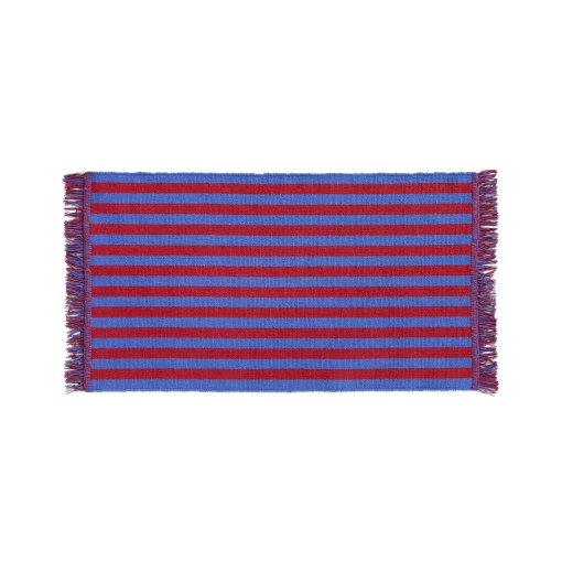 Hay Teppich Stripes And Stripes Textil Blau Rot / 95 X 52 Cm - Baumwolle - Blau - Rot Sale