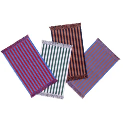 Hay Teppich Stripes And Stripes Textil Blau Rot / 95 X 52 Cm - Baumwolle - Blau - Rot Sale