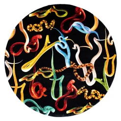 Seletti Teppich Toiletpaper - Snakes Textil Bunt Schwarz / O 200 Cm - Bunt - Schwarz Discount