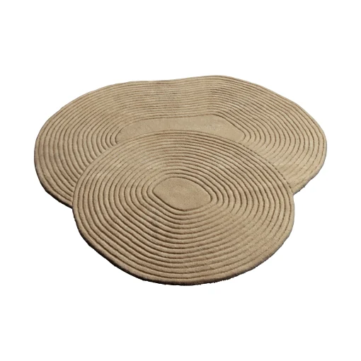 Bolia Teppich Zen Shaped Textil Beige / 140 X 145 Cm - Handgefertigt - Dunkelbeige Shop