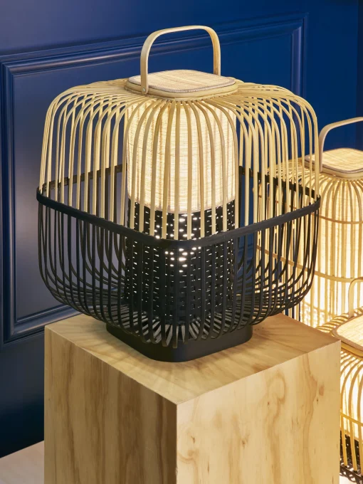 Forestier Tischleuchte Bamboo Square Largeholz Natur / Grose L - H 65 Cm - Bambus Natur - Weis Online
