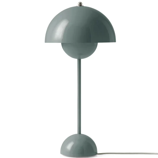 &tradition Tischleuchte Flowerpot Vp3 Metall Blau Grau / H 50 Cm - By Verner Panton, 1969 - Steinblau New