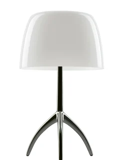 Foscarini Tischleuchte Lumiere Piccola Metall Glas Weis Schwarz / Mit Dimmer - H 35 Cm - Schwarz Verchromt - Weis Cheap