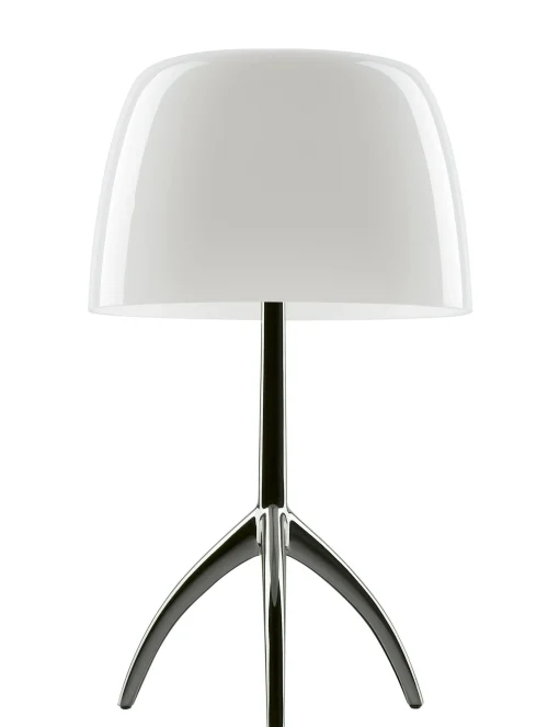 Foscarini Tischleuchte Lumiere Piccola Metall Glas Weis Schwarz / Mit Dimmer - H 35 Cm - Schwarz Verchromt - Weis Cheap