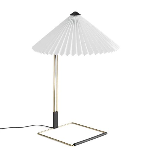 Hay Tischleuchte Matin Large Led Metall Textil Weis / Led - H 52 Cm - Stoff & Metall - Messing Poliert - Weis New