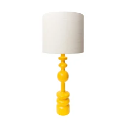 POPUS EDITIONS Tischleuchte Pamela Textil Holz Gelb / O 35 X H 87 Cm - Holz & Stoff - Gelb - Weis Sale