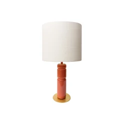 POPUS EDITIONS Tischleuchte Petra Textil Holz Rot Braun / O 35 X H 73 Cm - Holz & Stoff - Gold - Terracotta - Weis Shop