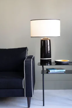 Maison Sarah Lavoine Tischleuchte Sicilia Large Textil Keramik/ H 57 Cm - Keramik - Schwarz - Weis Sale