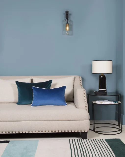 Maison Sarah Lavoine Tischleuchte Sicilia Small Textil Keramik Blau / H 49 Cm - Keramik - Blue Sarah - Schwarz - Weis Flash Sale