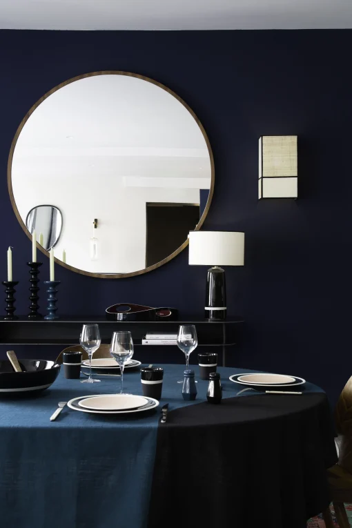 Maison Sarah Lavoine Tischleuchte Sicilia Small Textil Keramik Blau / H 49 Cm - Keramik - Blue Sarah - Schwarz - Weis Flash Sale