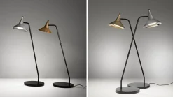 Artemide Tischleuchte Unterlinden Led Schwarz Gold Metall / H 51,5 Cm - Metall, Patiniert - Altmessing - Schwarz Best