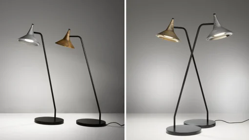 Artemide Tischleuchte Unterlinden Led Schwarz Gold Metall / H 51,5 Cm - Metall, Patiniert - Altmessing - Schwarz Best
