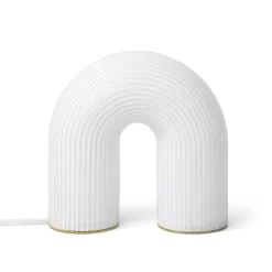 Ferm Living Tischleuchte Vuelta Led Glas Weis / Geriffeltes Glas - Messing - Weis Durchscheinend Fashion
