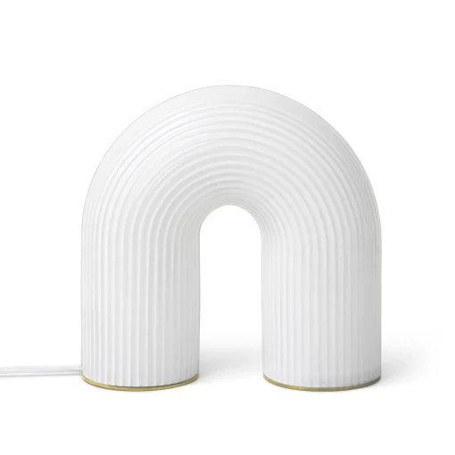 Ferm Living Tischleuchte Vuelta Led Glas Weis / Geriffeltes Glas - Messing - Weis Durchscheinend Fashion