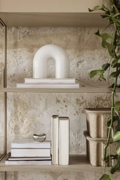 Ferm Living Tischleuchte Vuelta Led Glas Weis / Geriffeltes Glas - Messing - Weis Durchscheinend Fashion