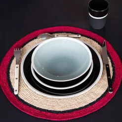 Maison Sarah Lavoine Tisch-Set Globe Faser Blau Beige / Bast Handgeflochten - Blue Sarah - Natur Cheap