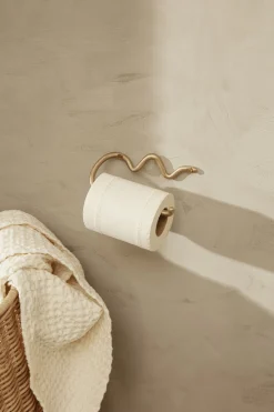 Ferm Living Toilettenpapierhalter Curvature Gold Metall / - Messing/ Matt Hot