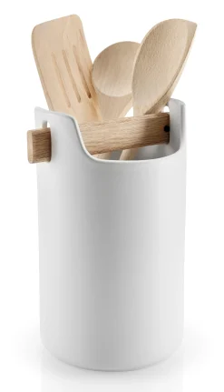 Eva Solo Topf Toolbox Keramik Weis Holz Natur / O 18 Cm X H 20 Cm - Keramik & Eiche - Eiche - Weis Sale