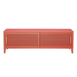 Tolix Tv-Möbel B2 Bas Perfore Metall Orange / 160 X H 51 Cm - Griffe Aus Eiche - Koralle Clearance
