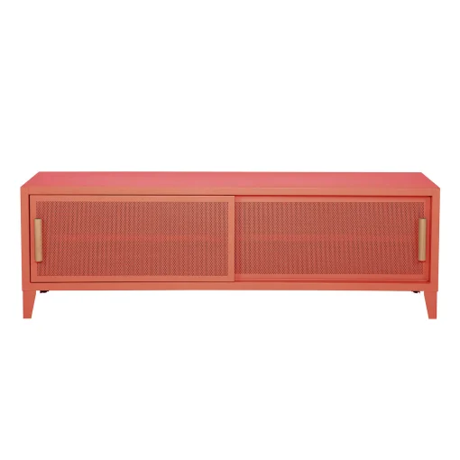 Tolix Tv-Möbel B2 Bas Perfore Metall Orange / 160 X H 51 Cm - Griffe Aus Eiche - Koralle Clearance
