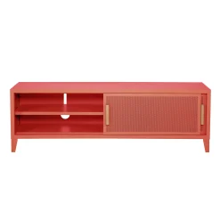 Tolix Tv-Möbel B2 Bas Perfore Metall Orange / 160 X H 51 Cm - Griffe Aus Eiche - Koralle Clearance
