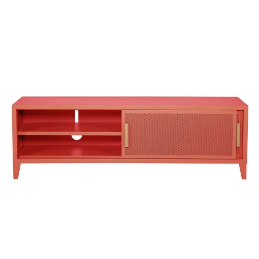 Tolix Tv-Möbel B2 Bas Perfore Metall Orange / 160 X H 51 Cm - Griffe Aus Eiche - Koralle Clearance