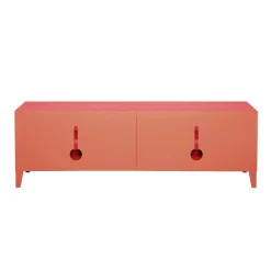 Tolix Tv-Möbel B2 Bas Perfore Metall Orange / 160 X H 51 Cm - Griffe Aus Eiche - Koralle Clearance