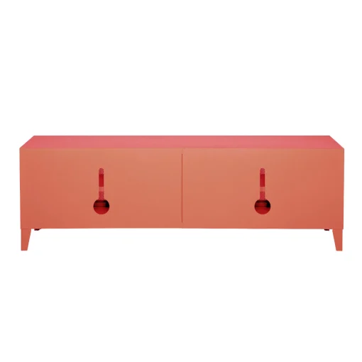 Tolix Tv-Möbel B2 Bas Perfore Metall Orange / 160 X H 51 Cm - Griffe Aus Eiche - Koralle Clearance