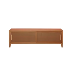 Tolix Tv-Möbel B2 Bas Perfore Metall Orange Braun Beige / 120 X H 51 Cm - Griffe Aus Eiche - Terracotta Hot