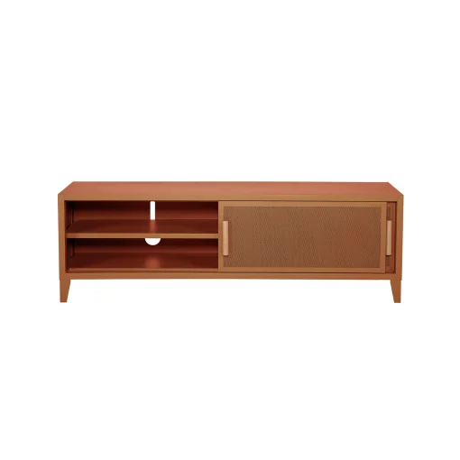 Tolix Tv-Möbel B2 Bas Perfore Metall Orange Braun Beige / 120 X H 51 Cm - Griffe Aus Eiche - Terracotta Hot
