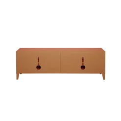 Tolix Tv-Möbel B2 Bas Perfore Metall Orange Braun Beige / 120 X H 51 Cm - Griffe Aus Eiche - Terracotta Hot