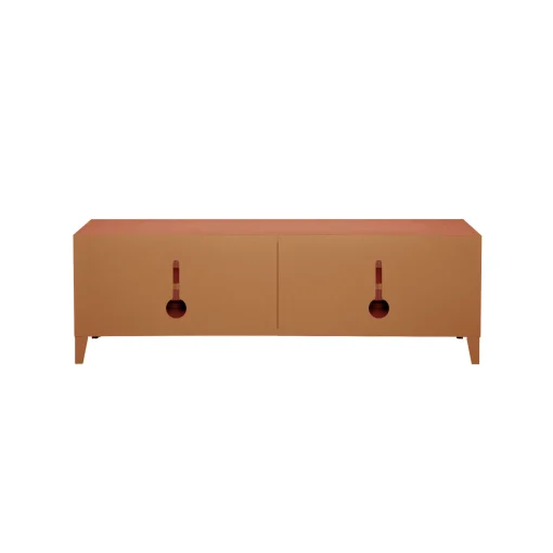 Tolix Tv-Möbel B2 Bas Perfore Metall Orange Braun Beige / 120 X H 51 Cm - Griffe Aus Eiche - Terracotta Hot