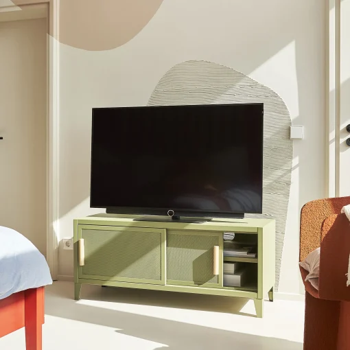 Tolix Tv-Möbel B2 Bas Perfore Metall Orange Braun Beige / 120 X H 51 Cm - Griffe Aus Eiche - Terracotta Hot