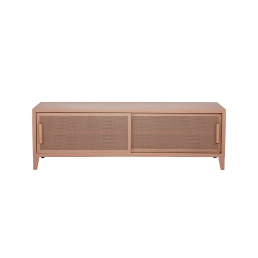 Tolix Tv-Möbel B2 Bas Perfore Metall Rosa / 120 X H 51 Cm - Griffe Aus Eiche - Rauchrose Sale