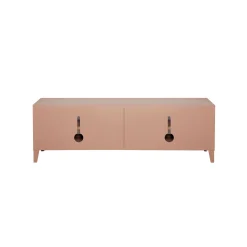 Tolix Tv-Möbel B2 Bas Perfore Metall Rosa / 120 X H 51 Cm - Griffe Aus Eiche - Rauchrose Sale