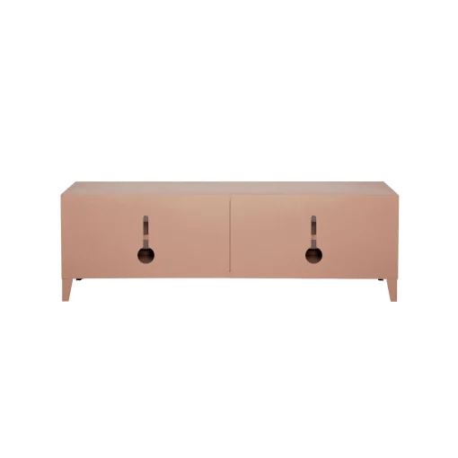 Tolix Tv-Möbel B2 Bas Perfore Metall Rosa / 120 X H 51 Cm - Griffe Aus Eiche - Rauchrose Sale