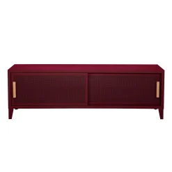 Tolix Tv-Möbel B2 Bas Perfore Metall Rot / 160 X H 51 Cm - Griffe Aus Eiche - Burgund Hot