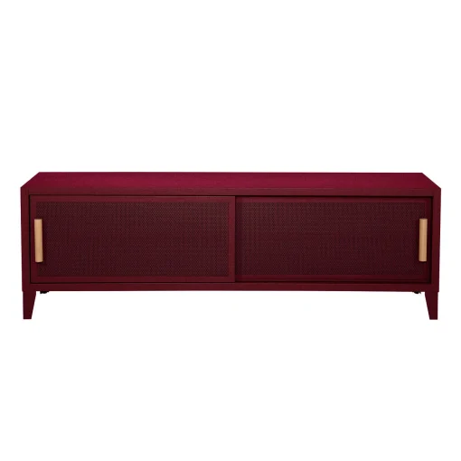 Tolix Tv-Möbel B2 Bas Perfore Metall Rot / 160 X H 51 Cm - Griffe Aus Eiche - Burgund Hot