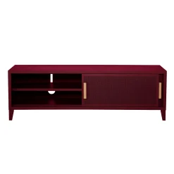 Tolix Tv-Möbel B2 Bas Perfore Metall Rot / 160 X H 51 Cm - Griffe Aus Eiche - Burgund Hot