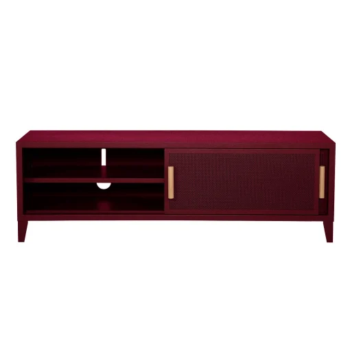 Tolix Tv-Möbel B2 Bas Perfore Metall Rot / 160 X H 51 Cm - Griffe Aus Eiche - Burgund Hot