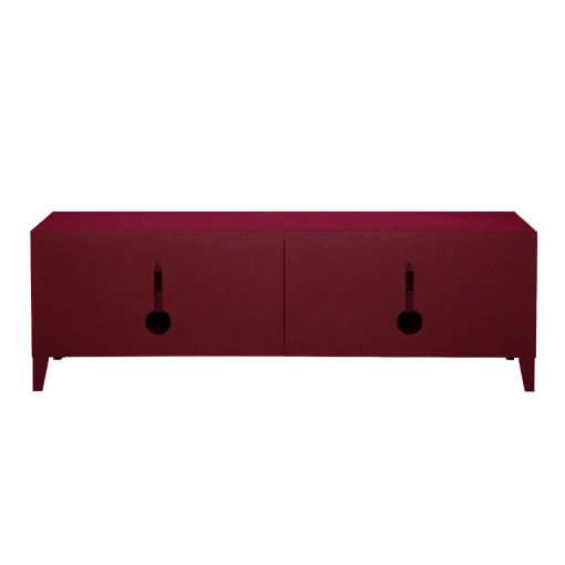 Tolix Tv-Möbel B2 Bas Perfore Metall Rot / 160 X H 51 Cm - Griffe Aus Eiche - Burgund Hot