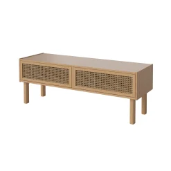 Bolia Tv-Möbel Cana Faser Holz Natur / L 128 X H 46 Cm - Eiche & Rattangeflecht - Eiche Natur - Rattan Natur Sale