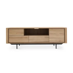 Ethnicraft Tv-Möbel Shadow Schwarz Holz Natur / Eiche Massiv - L 180 Cm - Eiche Natur - Schwarz Store