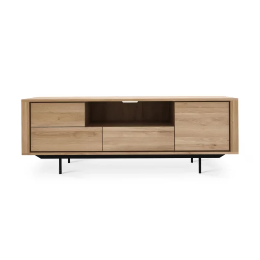 Ethnicraft Tv-Möbel Shadow Schwarz Holz Natur / Eiche Massiv - L 180 Cm - Eiche Natur - Schwarz Store